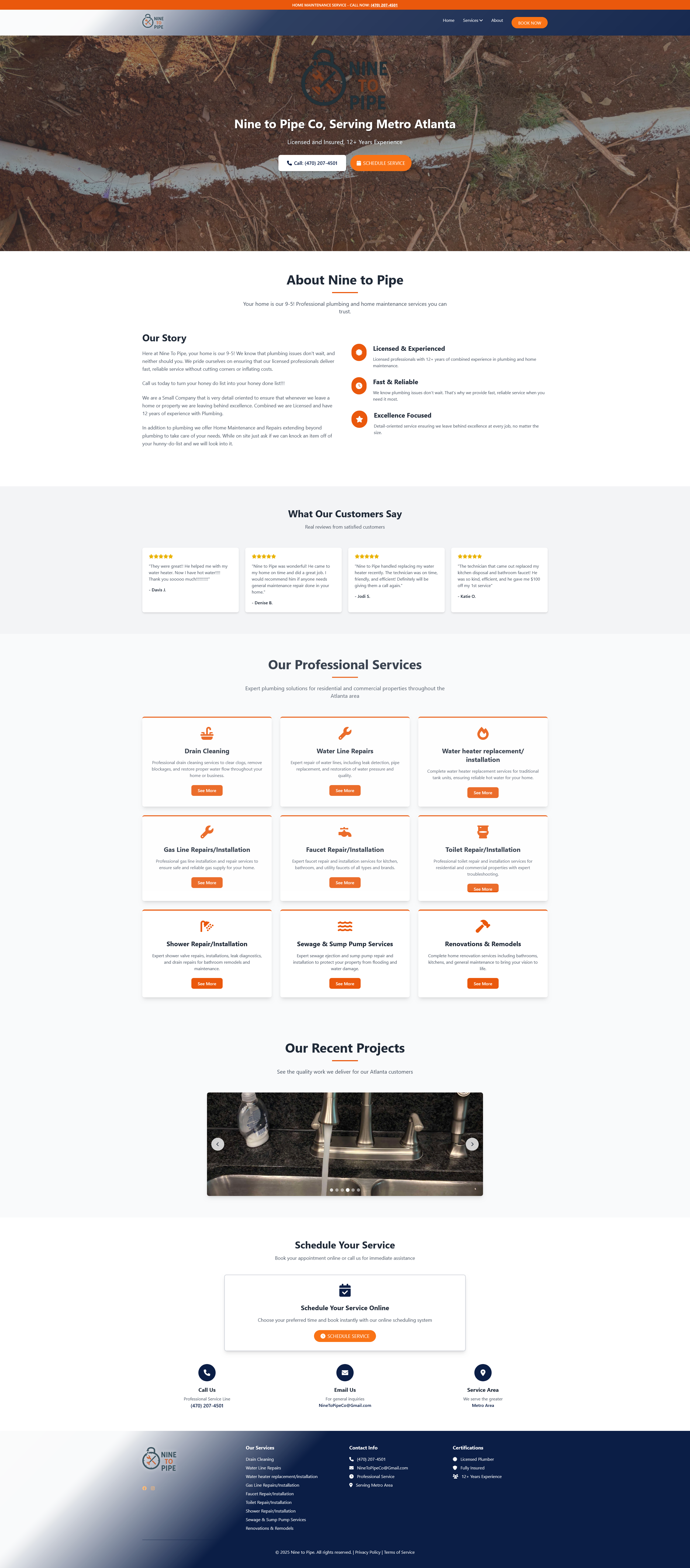 Nine To Pipe Co Website Preview